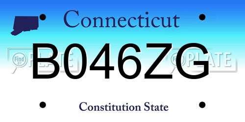 B046ZG Connecticut License Plate