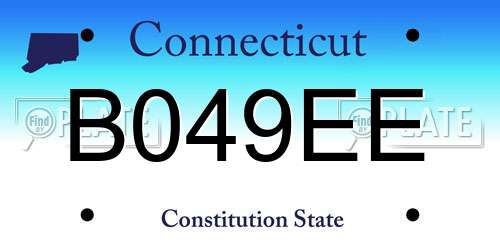B049EE Connecticut License Plate