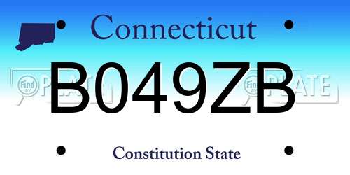 B049ZB Connecticut License Plate