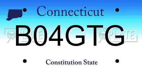 B04GTG Connecticut License Plate