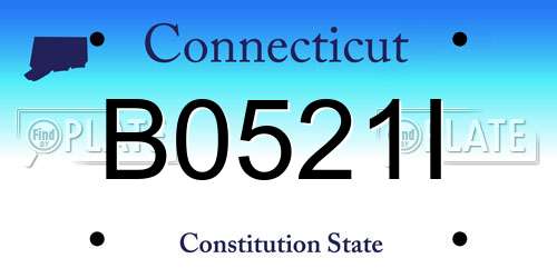 B0521I Connecticut License Plate