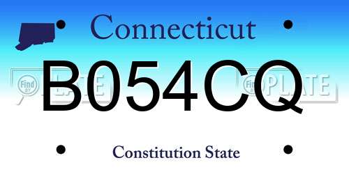 B054CQ Connecticut License Plate