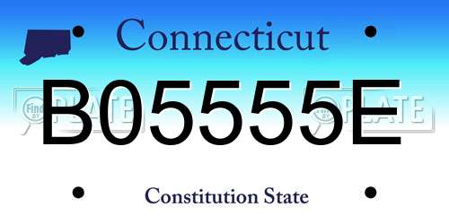 B05555E Connecticut License Plate