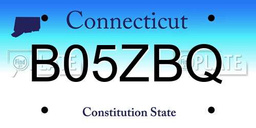 B05ZBQ Connecticut License Plate