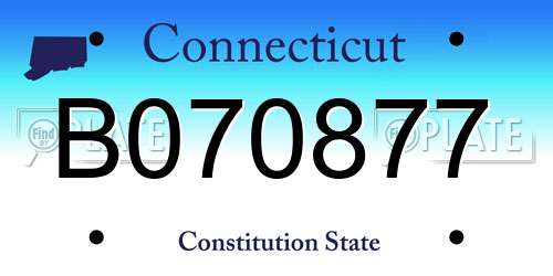 B070877 Connecticut License Plate