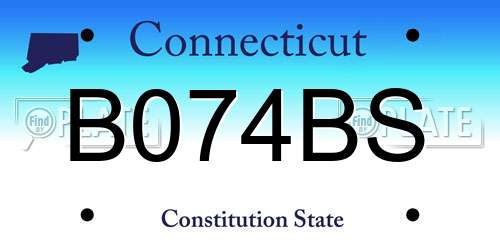 B074BS Connecticut License Plate