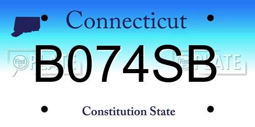 B074SB Connecticut License Plate