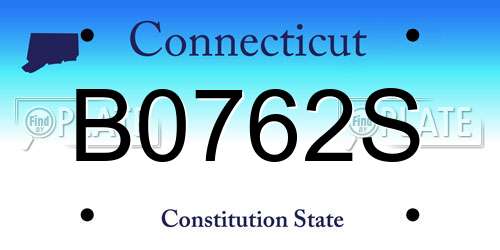 B0762S Connecticut License Plate