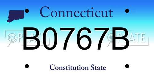 B0767B Connecticut License Plate