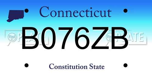 B076ZB Connecticut License Plate
