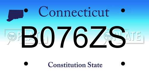 B076ZS Connecticut License Plate