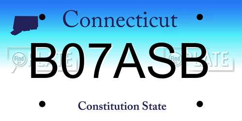 B07ASB Connecticut License Plate