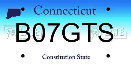 B07GTS Connecticut License Plate