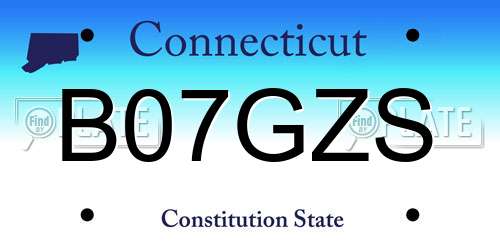 B07GZS Connecticut License Plate