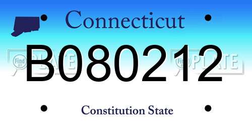 B080212 Connecticut License Plate