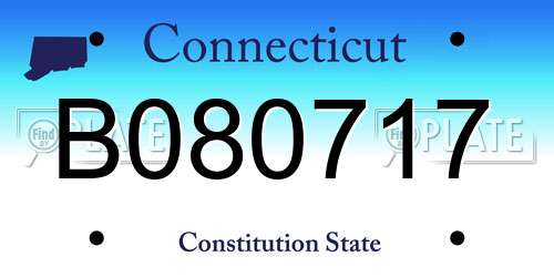 B080717 Connecticut License Plate