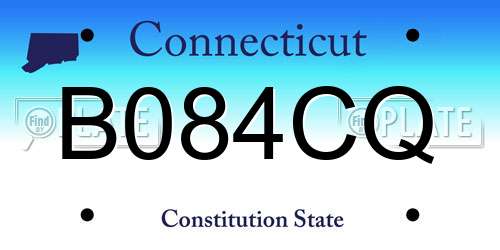B084CQ Connecticut License Plate