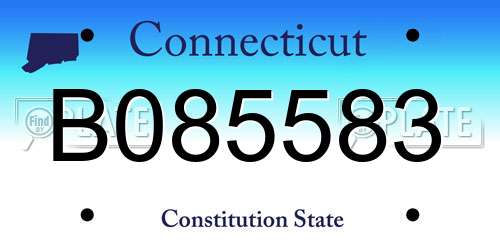 B085583 Connecticut License Plate