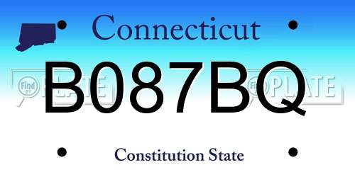B087BQ Connecticut License Plate