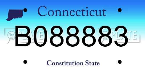 B088883 Connecticut License Plate