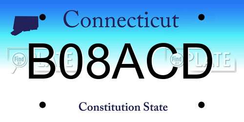 B08ACD Connecticut License Plate