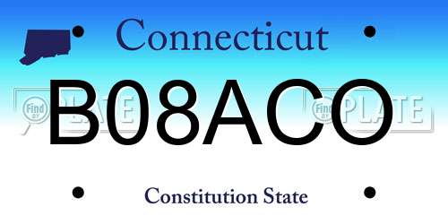 B08ACO Connecticut License Plate