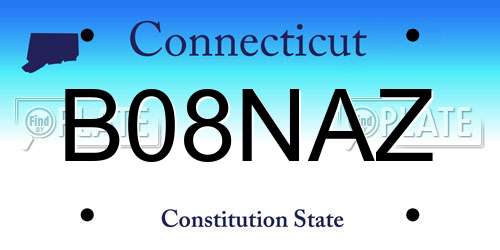 B08NAZ Connecticut License Plate