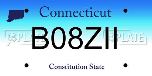 B08ZII Connecticut License Plate