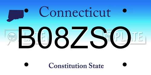 B08ZSO Connecticut License Plate