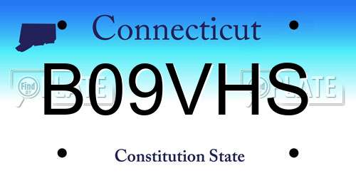 B09VHS Connecticut License Plate