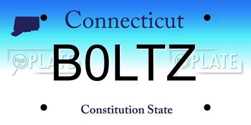 B0LTZ Connecticut License Plate