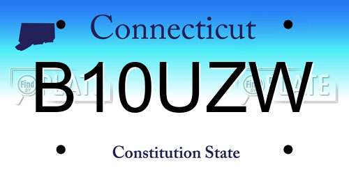 B10UZW Connecticut License Plate