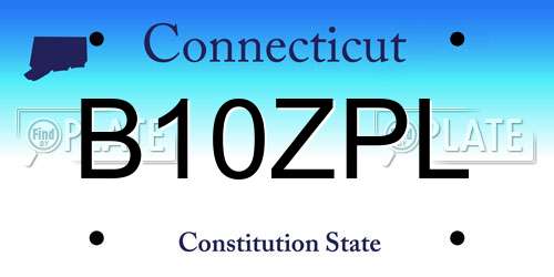 B10ZPL Connecticut License Plate