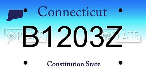 B1203Z Connecticut License Plate