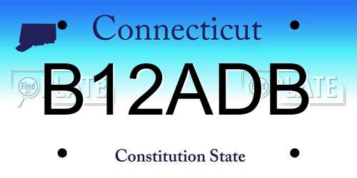 B12ADB Connecticut License Plate