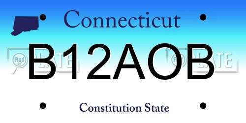 B12AOB Connecticut License Plate