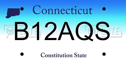 B12AQS Connecticut License Plate