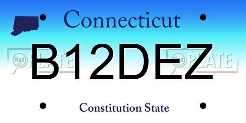 B12DEZ Connecticut License Plate