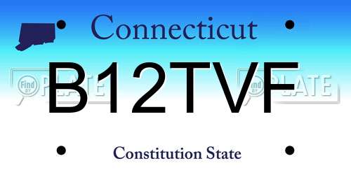 B12TVF Connecticut License Plate