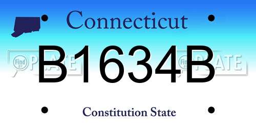 B1634B Connecticut License Plate