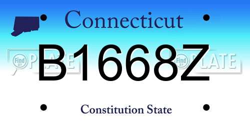 B1668Z Connecticut License Plate