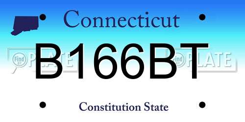 B166BT Connecticut License Plate