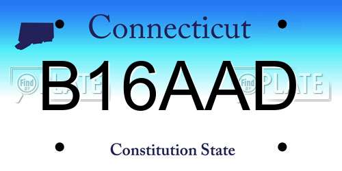 B16AAD Connecticut License Plate