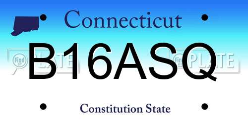 B16ASQ Connecticut License Plate