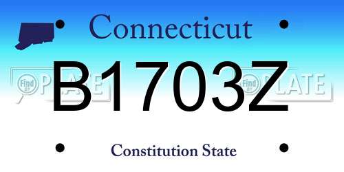 B1703Z Connecticut License Plate