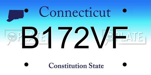 B172VF Connecticut License Plate
