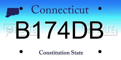B174DB Connecticut License Plate