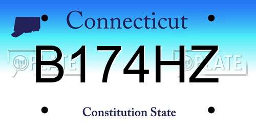 B174HZ Connecticut License Plate