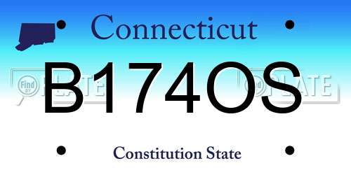 B174OS Connecticut License Plate