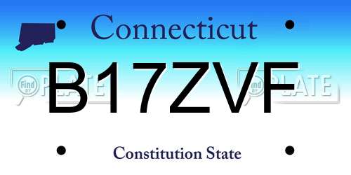 B17ZVF Connecticut License Plate